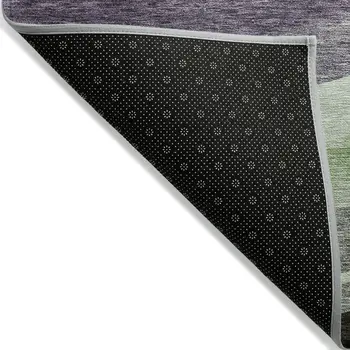 8' X 10' Purple And Green Abstract Washable Indoor Outdoor Area Rug