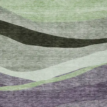 8' X 10' Purple And Green Abstract Washable Indoor Outdoor Area Rug