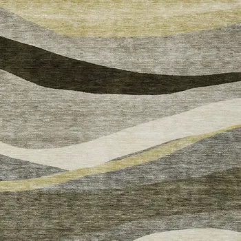 5' X 8' Taupe Gray And Black Abstract Washable Indoor Outdoor Area Rug