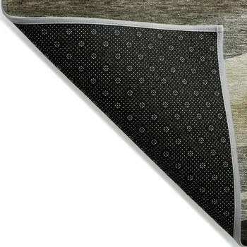 8' X 10' Taupe Gray And Black Abstract Washable Indoor Outdoor Area Rug