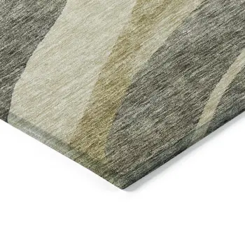 8' X 10' Taupe Gray And Black Abstract Washable Indoor Outdoor Area Rug