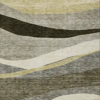 10' X 14' Taupe Gray And Black Abstract Washable Indoor Outdoor Area Rug