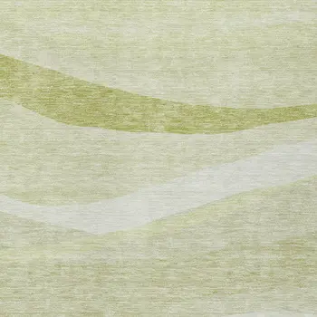 3' X 5' Artichoke Green And Ivory Abstract Washable Indoor Outdoor Area Rug