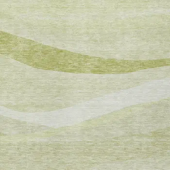 8' X 10' Artichoke Green And Ivory Abstract Washable Indoor Outdoor Area Rug