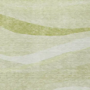 9' X 12' Artichoke Green And Ivory Abstract Washable Indoor Outdoor Area Rug