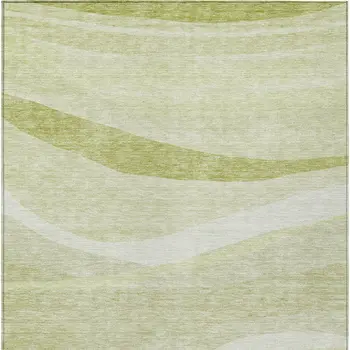 10' X 14' Artichoke Green And Ivory Abstract Washable Indoor Outdoor Area Rug
