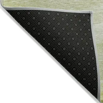 10' X 14' Artichoke Green And Ivory Abstract Washable Indoor Outdoor Area Rug