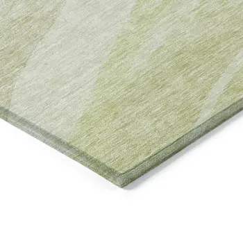10' X 14' Artichoke Green And Ivory Abstract Washable Indoor Outdoor Area Rug