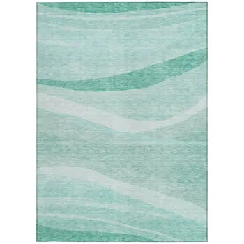 5' X 8' Aqua And Sky Blue Abstract Washable Indoor Outdoor Area Rug