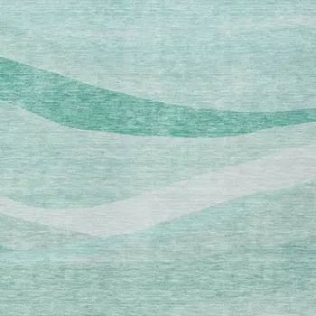 5' X 8' Aqua And Sky Blue Abstract Washable Indoor Outdoor Area Rug