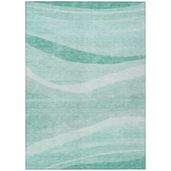 9' X 12' Aqua And Sky Blue Abstract Washable Indoor Outdoor Area Rug