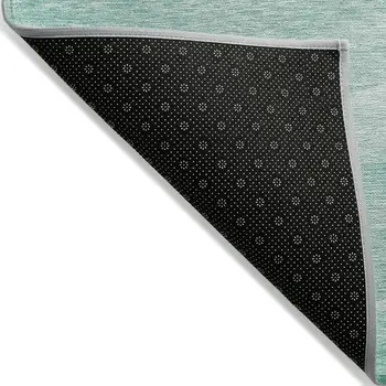 9' X 12' Aqua And Sky Blue Abstract Washable Indoor Outdoor Area Rug