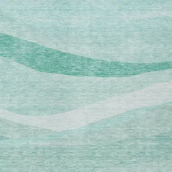 9' X 12' Aqua And Sky Blue Abstract Washable Indoor Outdoor Area Rug
