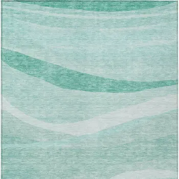 10' X 14' Aqua And Sky Blue Abstract Washable Indoor Outdoor Area Rug