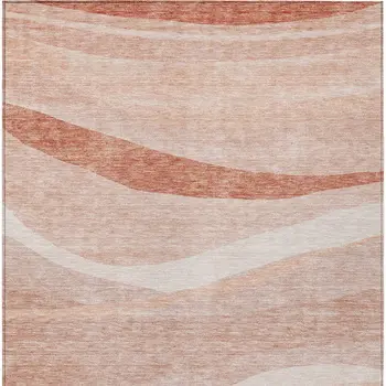 3' X 5' Salmon And Pink Abstract Washable Indoor Outdoor Area Rug