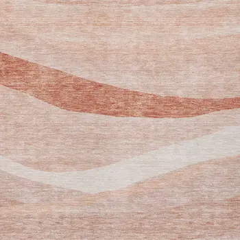 8' X 10' Salmon And Pink Abstract Washable Indoor Outdoor Area Rug