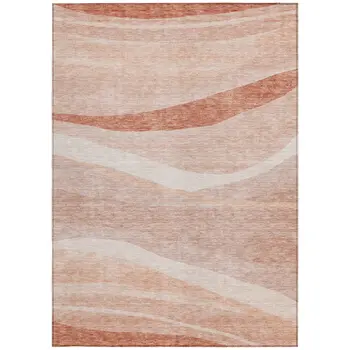 9' X 12' Salmon And Pink Abstract Washable Indoor Outdoor Area Rug