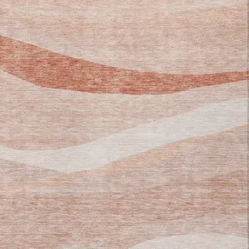 10' X 14' Salmon And Pink Abstract Washable Indoor Outdoor Area Rug