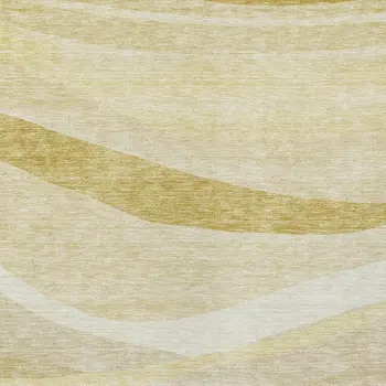3' X 5' Wheat And Ivory Abstract Washable Indoor Outdoor Area Rug