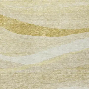 5' X 8' Wheat And Ivory Abstract Washable Indoor Outdoor Area Rug