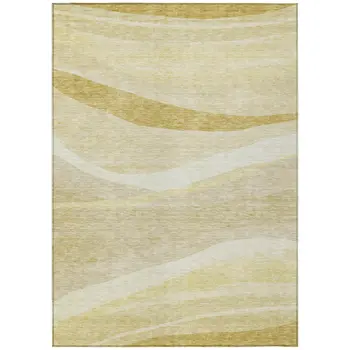 8' X 10' Wheat And Ivory Abstract Washable Indoor Outdoor Area Rug
