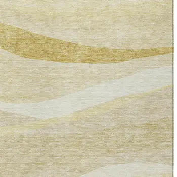 8' X 10' Wheat And Ivory Abstract Washable Indoor Outdoor Area Rug