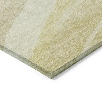9' X 12' Wheat And Ivory Abstract Washable Indoor Outdoor Area Rug