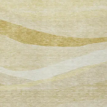 10' X 14' Wheat And Ivory Abstract Washable Indoor Outdoor Area Rug
