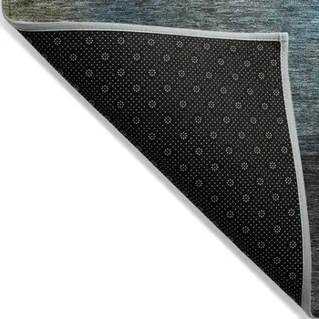 8' Copper Green And Gray Round Abstract Washable Indoor Outdoor Area Rug