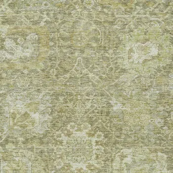 8' X 10' Sage And Green Damask Washable Indoor Outdoor Area Rug