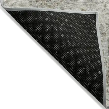 9' X 12' Ivory Brown And Gray Damask Washable Indoor Outdoor Area Rug