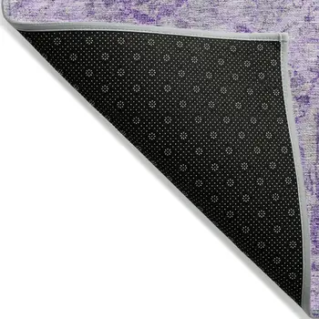 10' X 14' Lavender And Gray Damask Washable Indoor Outdoor Area Rug