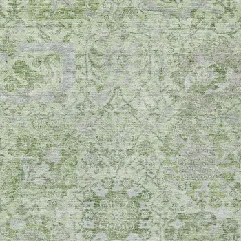 5' X 8' Mint Green And Gray Damask Washable Indoor Outdoor Area Rug