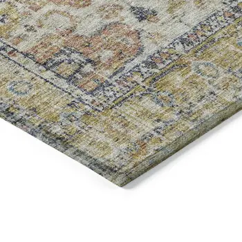 3' X 5' Wheat Terra Cotta And Black Oriental Washable Indoor Outdoor Area Rug