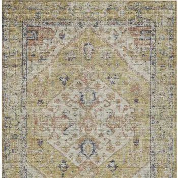 3' X 5' Wheat Terra Cotta And Black Oriental Washable Indoor Outdoor Area Rug