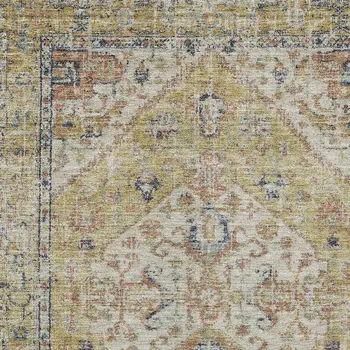 5' X 8' Wheat Terra Cotta And Black Oriental Washable Indoor Outdoor Area Rug
