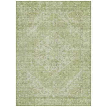 8' X 10' Sage And Ivory Oriental Washable Indoor Outdoor Area Rug