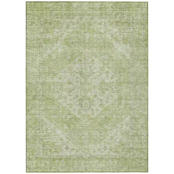 8' X 10' Sage And Ivory Oriental Washable Indoor Outdoor Area Rug
