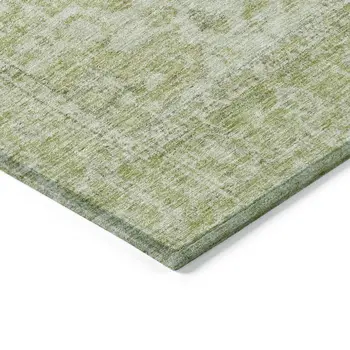 9' X 12' Sage And Ivory Oriental Washable Indoor Outdoor Area Rug