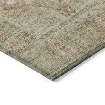 8' X 10' Beige Brown And Green Oriental Washable Indoor Outdoor Area Rug