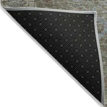 8' Brown And Blue Round Oriental Washable Indoor Outdoor Area Rug