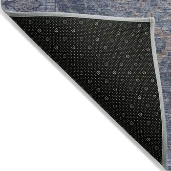10' X 14' Blue Brown And Purple Oriental Washable Indoor Outdoor Area Rug