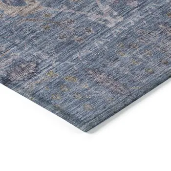 10' X 14' Blue Brown And Purple Oriental Washable Indoor Outdoor Area Rug