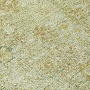8' Sage Green And Brown Round Oriental Washable Indoor Outdoor Area Rug