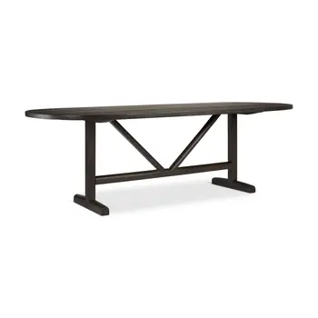 94" Dark Brown Solid Wood Trestle Base Oval Dining Table