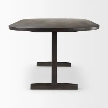 94" Dark Brown Solid Wood Trestle Base Oval Dining Table