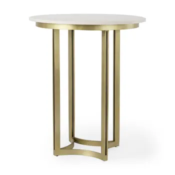 36" Gray Marble Pedestal Base Round Top Dining Table