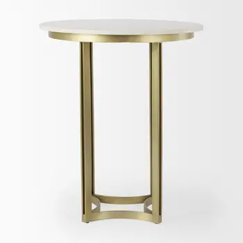 36" Gray Marble Pedestal Base Round Top Dining Table