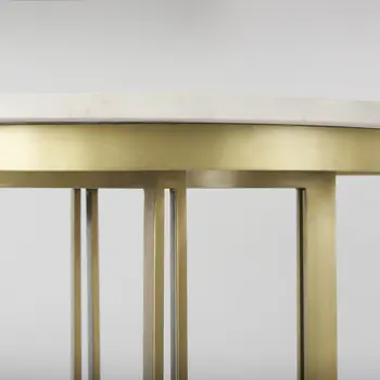 36" Gray Marble Pedestal Base Round Top Dining Table