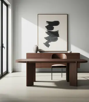 91" Brown Wood Oval Dining Table